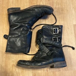 Vintage All Saints Black Leather Damisi Combat Boots